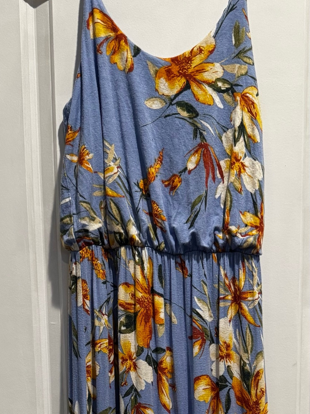 LUSH Blue Floral Maxi Dress Adjustable Straps Size Large